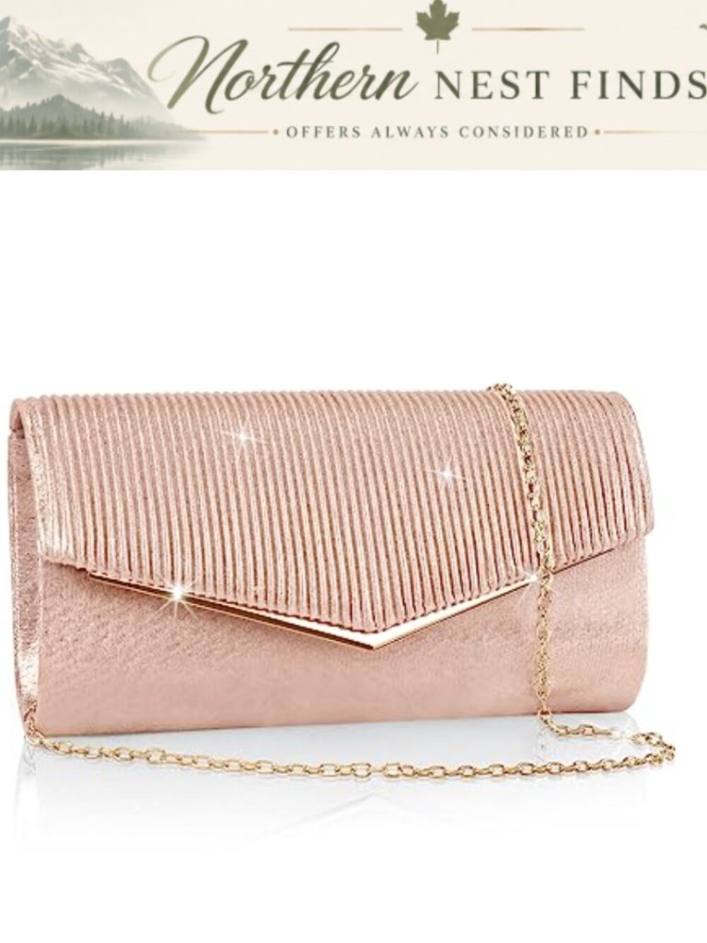 Glitter Envelope Clutch with Detachable Chain Evening Bag Formal Purse